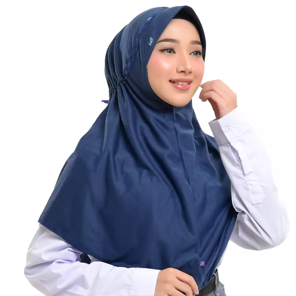 Rabbani - Kerudung Sekolah Instan Hemy - Navy M (New)