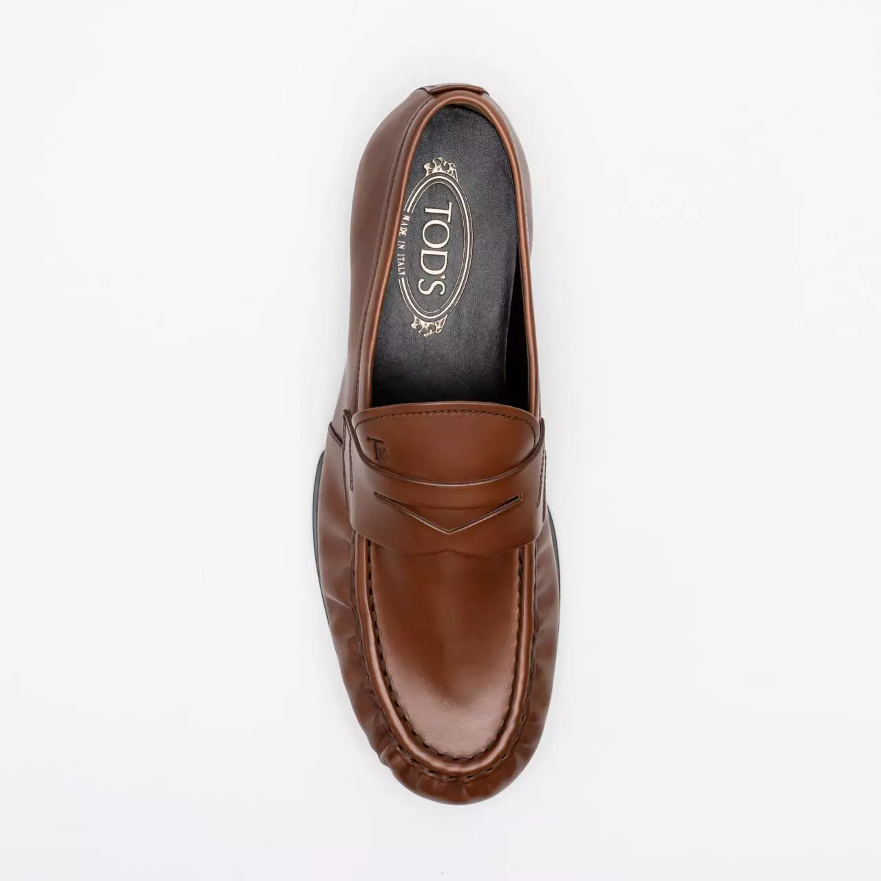 Jual Tod's Tod's Penny Bar Brushed Calfskin Gathered Toe Loafers Brown ...