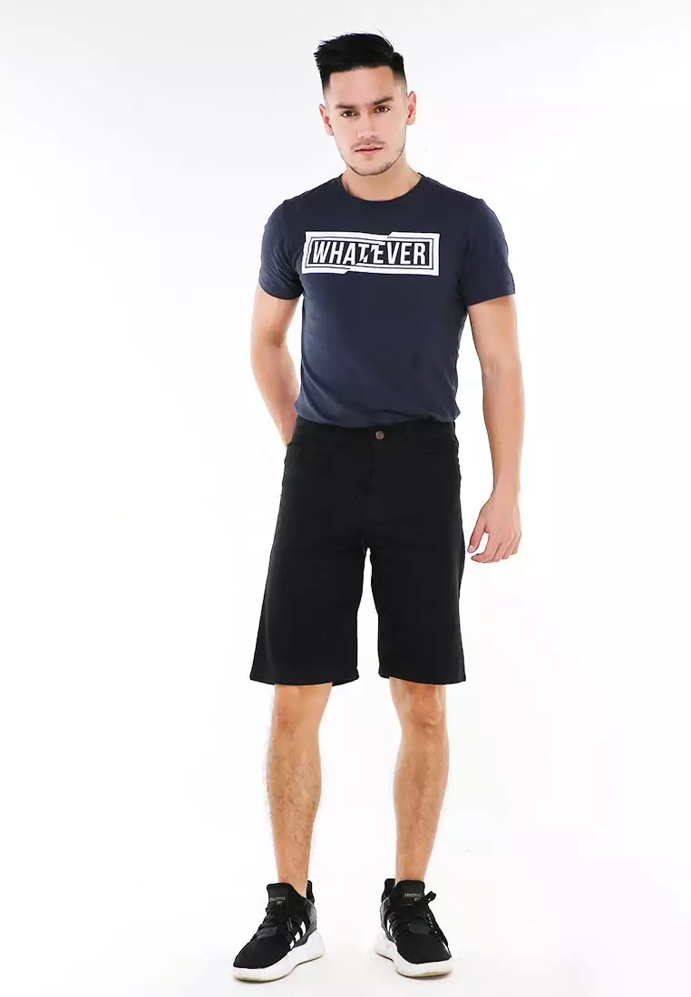 Rishham Celana Pendek Denim Pria Casual Short Pants Material Jeans ORIGINAL - Black
