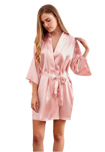 LYCKA pink LCB2150-Lady One Piece Casual Robe Nightwear-Pink 2D0E9US9D3F877GS_1