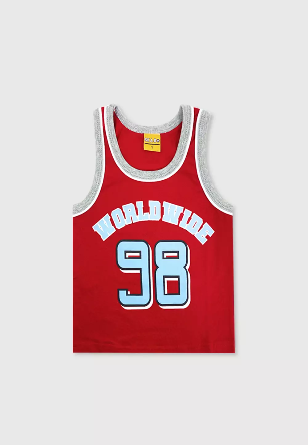 Wakakids Setelan Anak Laki Laki Baju Singlet Usia 6 Bulan Hingga 5 Tahun Set Celana Kaos Motif Worldwide 98 4082 Merah