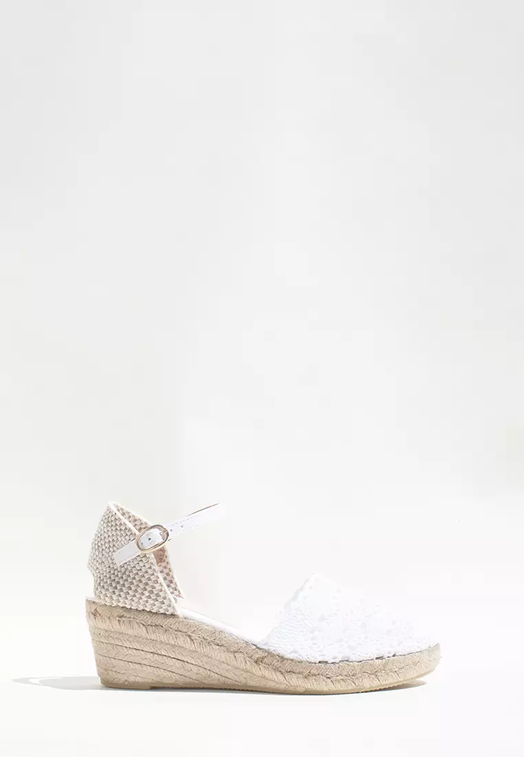 Discount on Espadril  shoes - SKU: Petra5 Wedges White Macrame