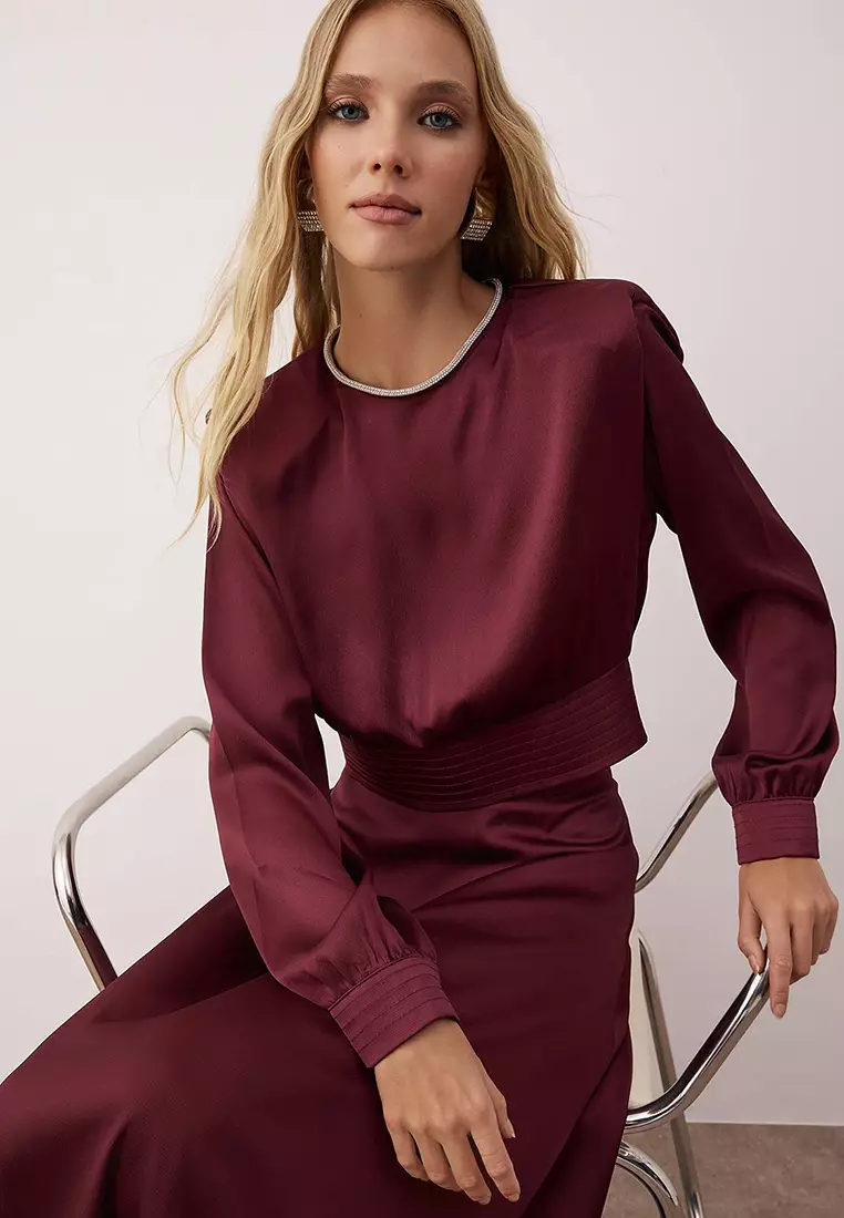 Satin Skirt Blouse Set