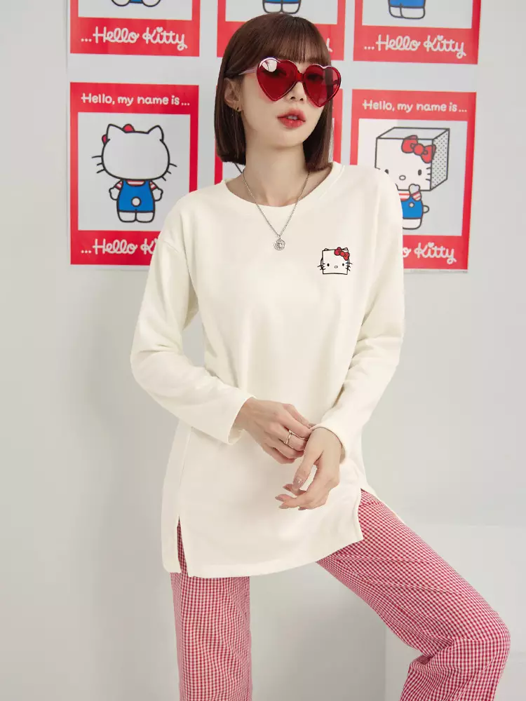 KITTY Printed Side-Slit Long Sweatshirt [IK0011]