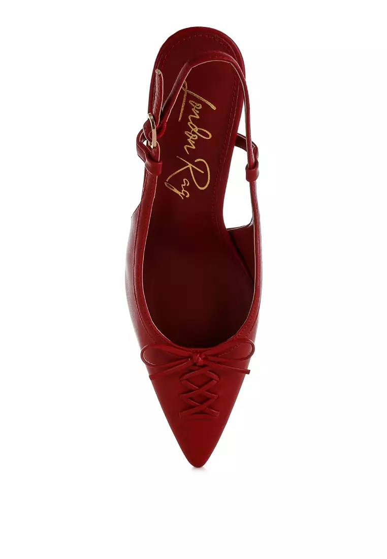Kitten Heel Pointy Slingbacks in Red