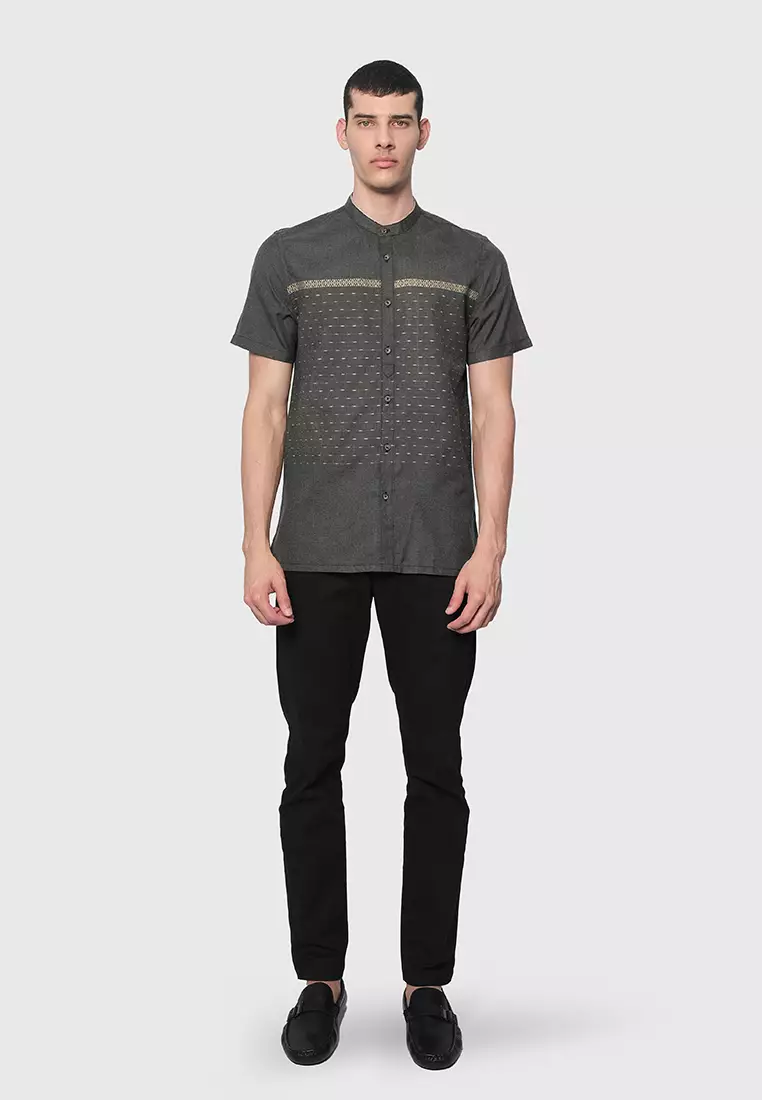 MOC Kemeja Koko Lengan Pendek Pria DHANU-BLACK
