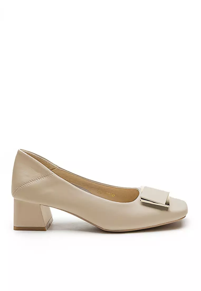 Discount on Twenty Eight Shoes  shoes - SKU: VANSA Comfortable Cow Leather Buckle Mid Heels VSW-H500-5