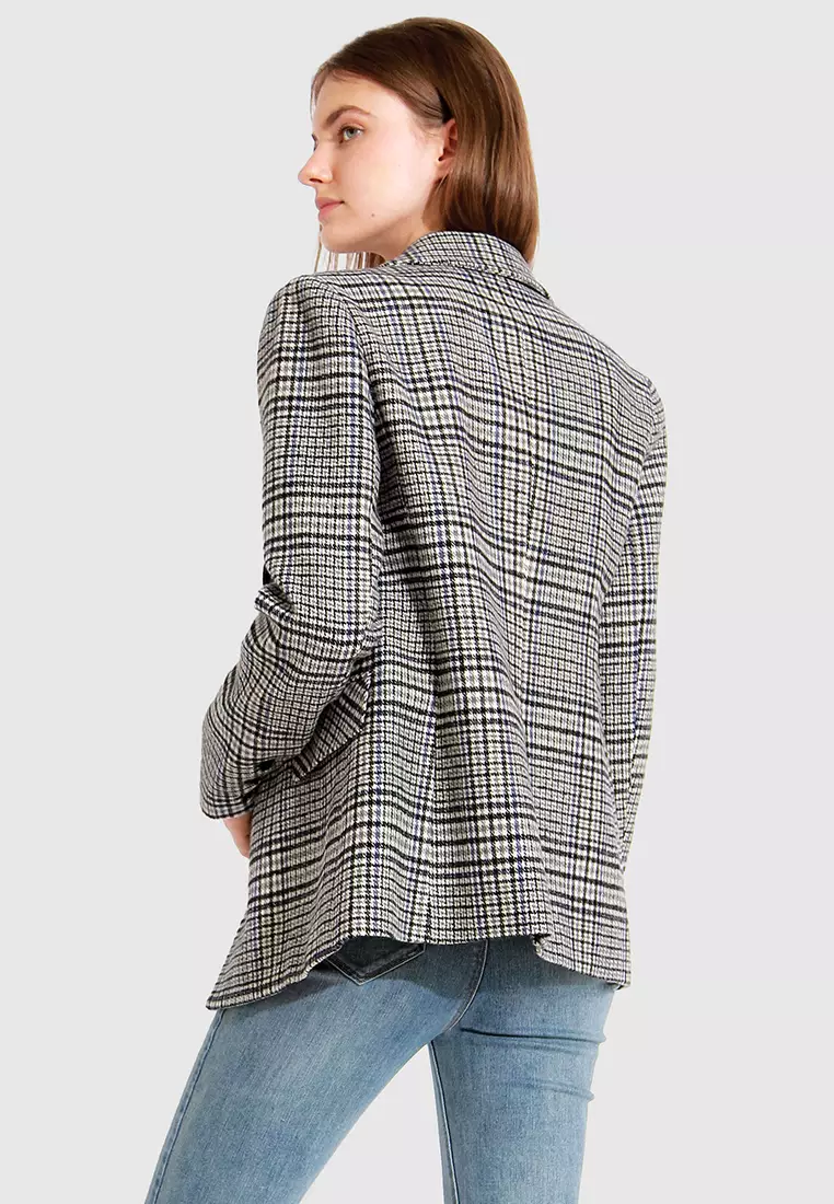 Wool blend online plaid blazer