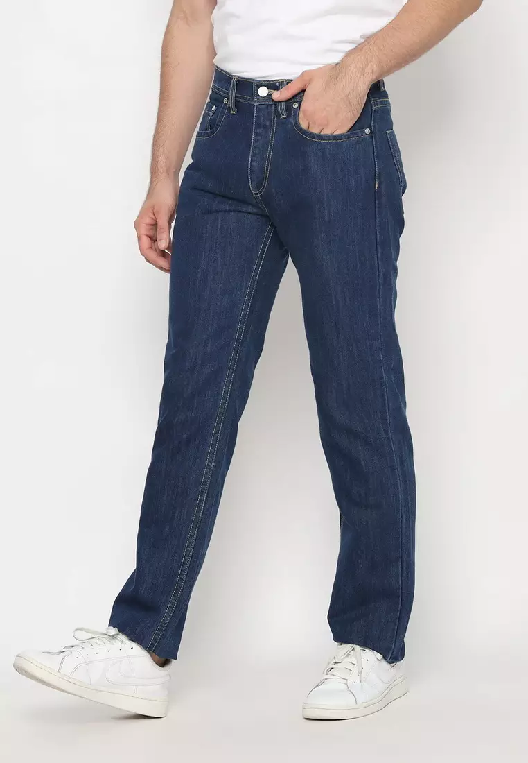 POLICE Celana Jeans Panjang V Pocket Dark Pria