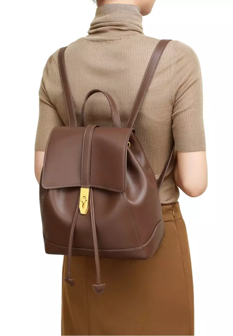 Women's Drawstring Cowhide Leather Backpacks