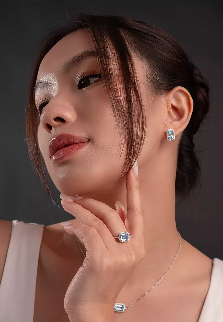 Glow Aquamarine Stud Earrings 007