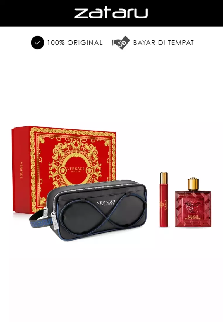 Versace Eros Flame Man Gift Set with Pouch (Parfum Pria)