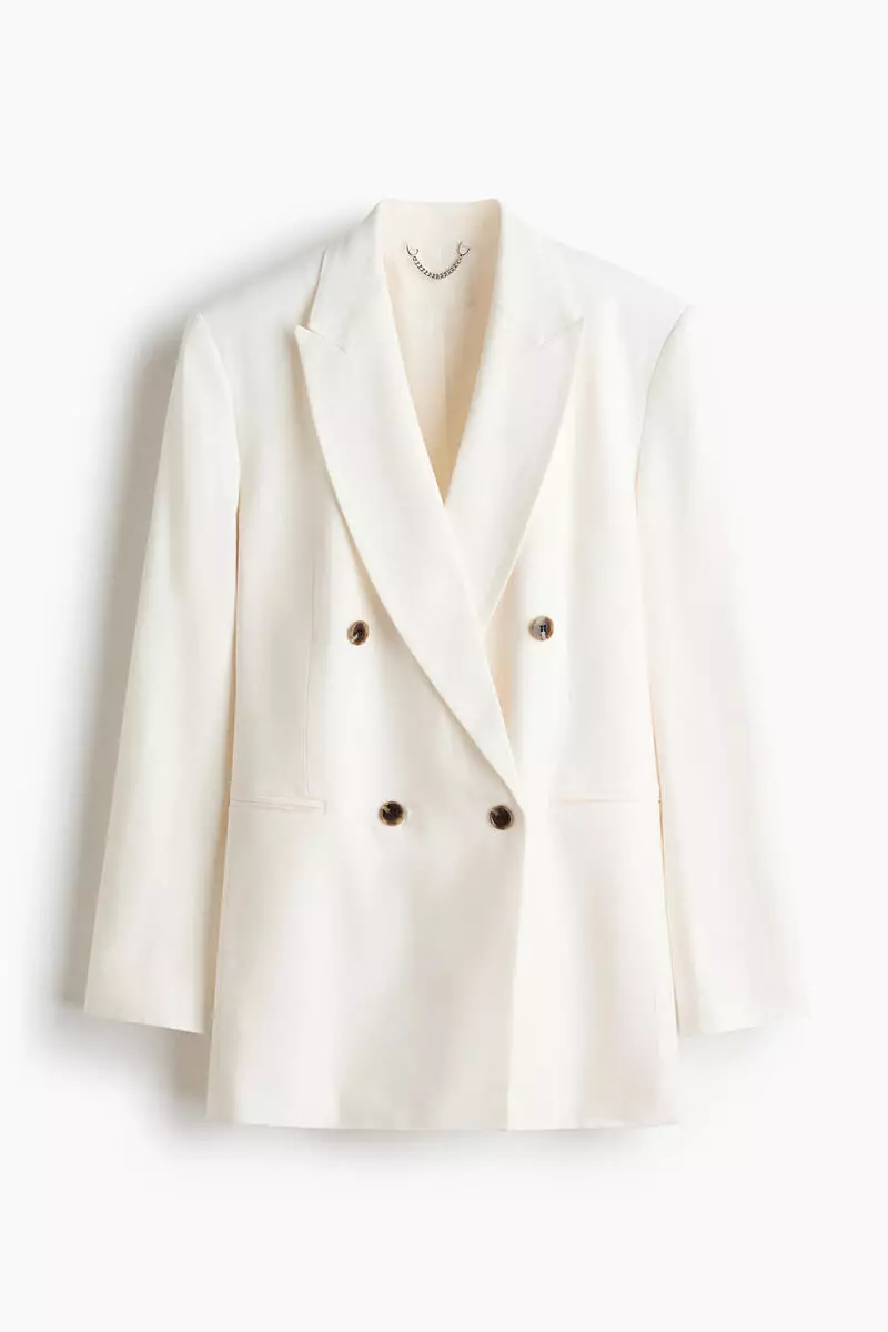 Linen-blend blazer
