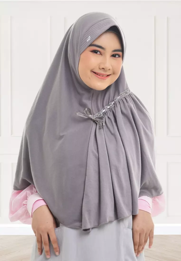 Rabbani Kerudung Sekolah Instan Amira Grey XL