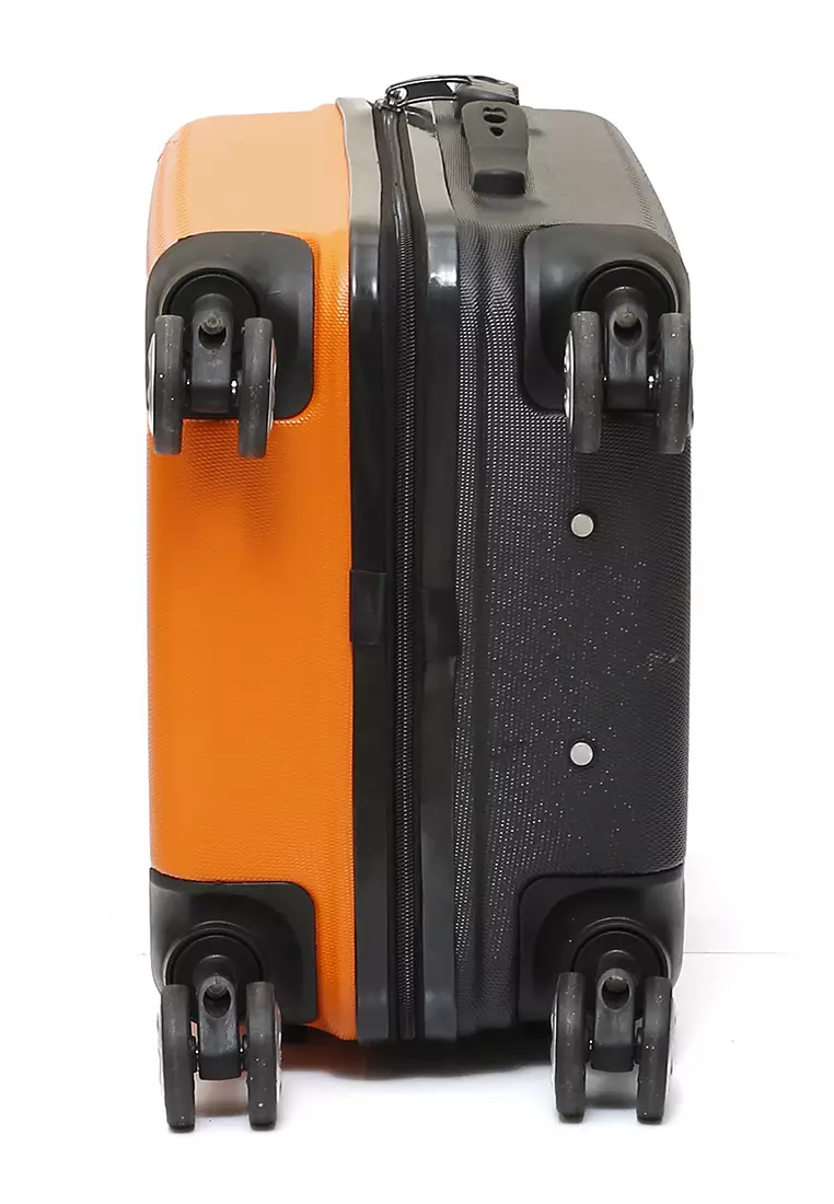 Carlton Koper Hardcase Unisex Size 20 Inch Dual Tone Color Large Compartment Suitcase Code Lock System Material ABS+PVC Coated ORIGINAL - Orange Black