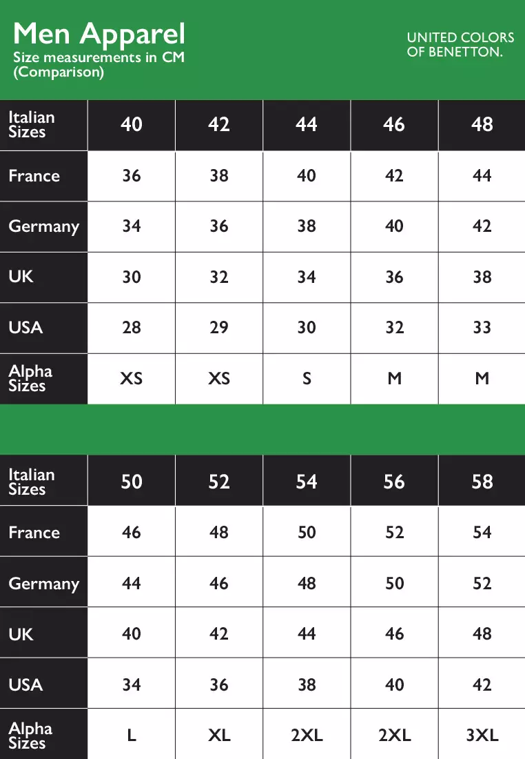 United colors of benetton shoes size chart online