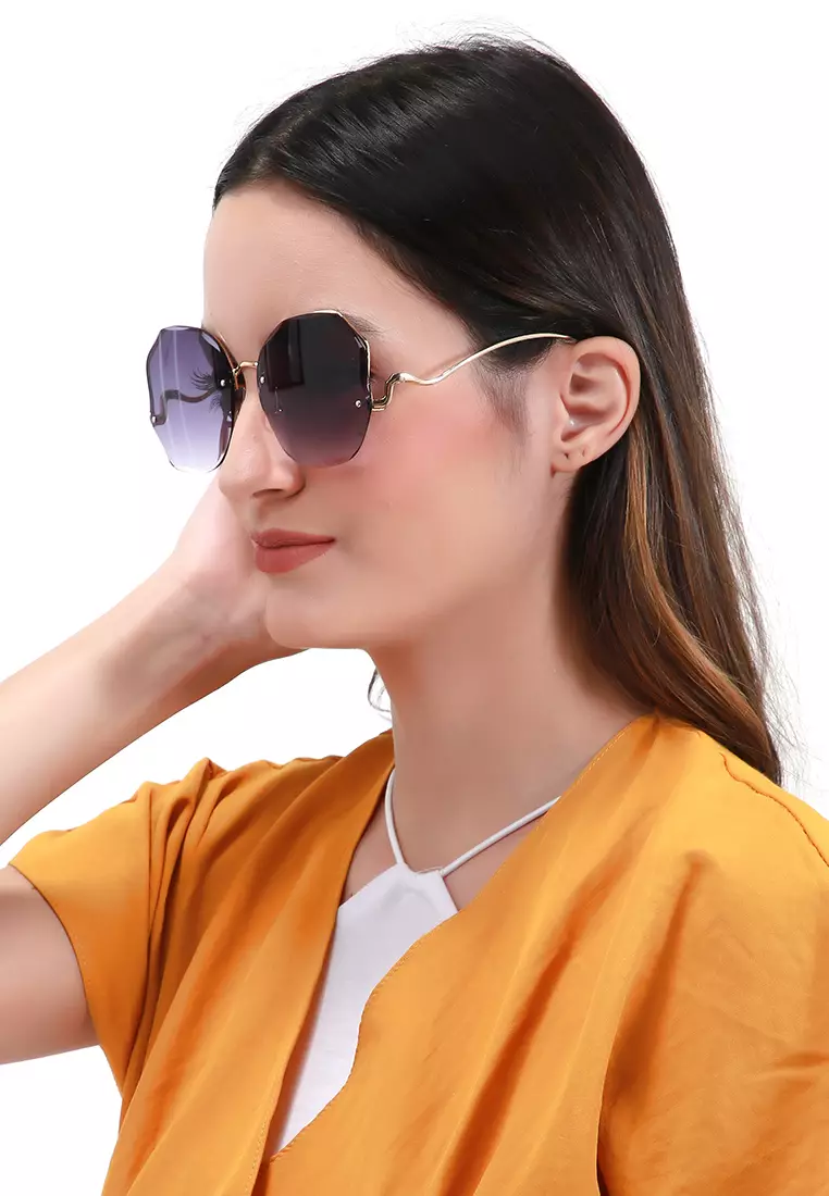 Revika Kacamata Frame Classic Polarized UV Sunglasses Wanita Material Stainless Steel ORIGINAL - Gradient Gray