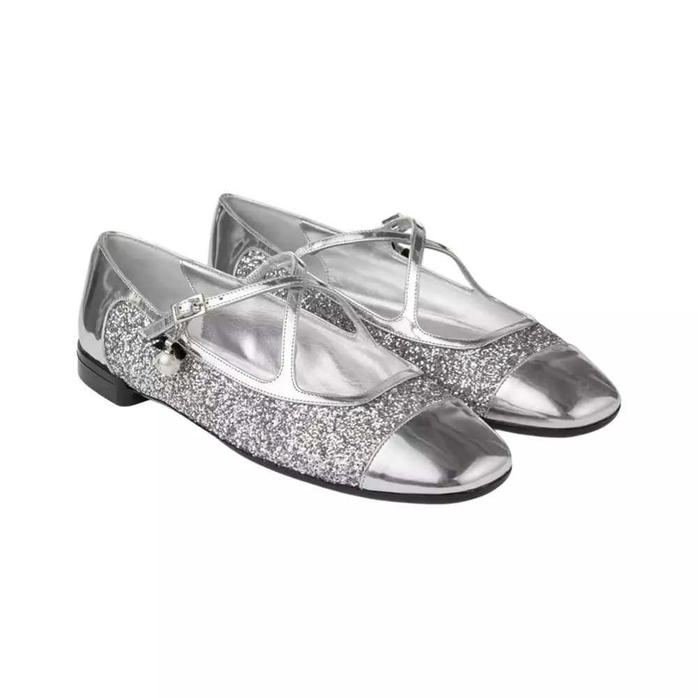 Eleri Ballerina Liquid Metal Leather Silver