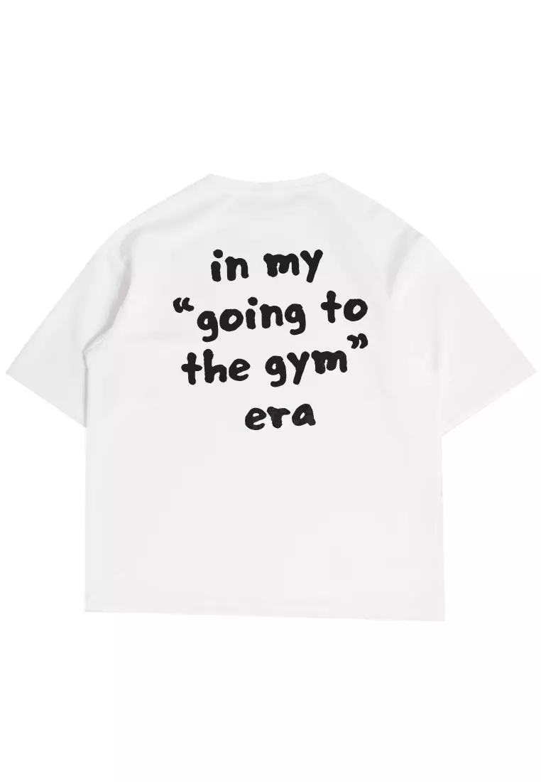 MTU14 Kaos Oversize Gym Bahan Tebal ScubaLux "going to gym era" putih