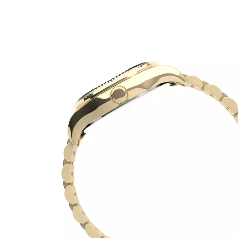 Jam Tangan Wanita Timex Legacy TW2V45700 Ladies Black Dial Gold Stainless Steel Strap