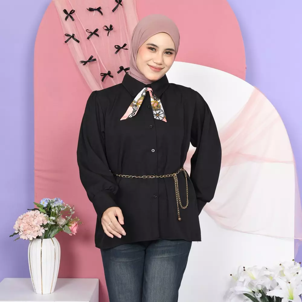 Lovia Blouse Kemeja Wanita - Black M20046 R33S6