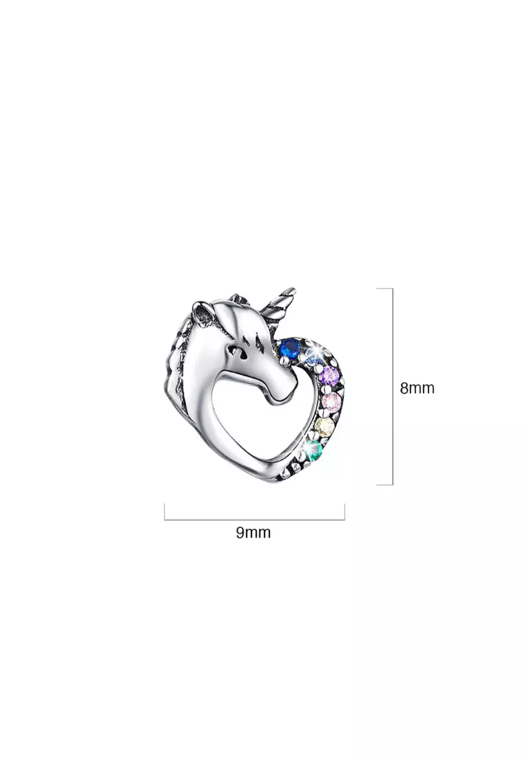 Solid 925 Sterling Silver Colourful Unicorn Stud Earrings