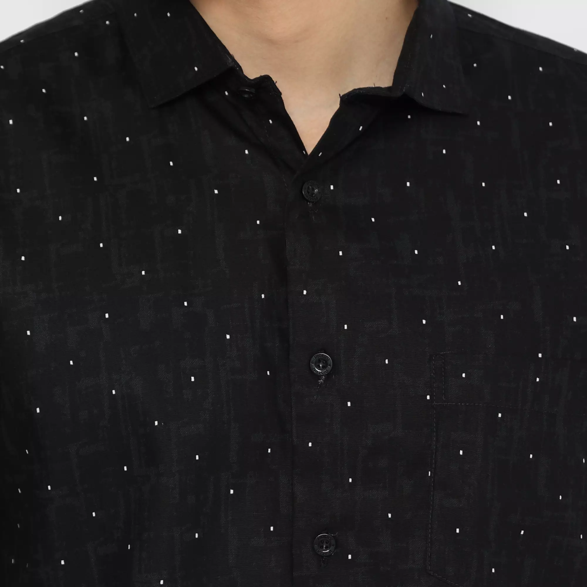 Platini Kemeja Motif Pria Lengan Pendek Hitam 132207