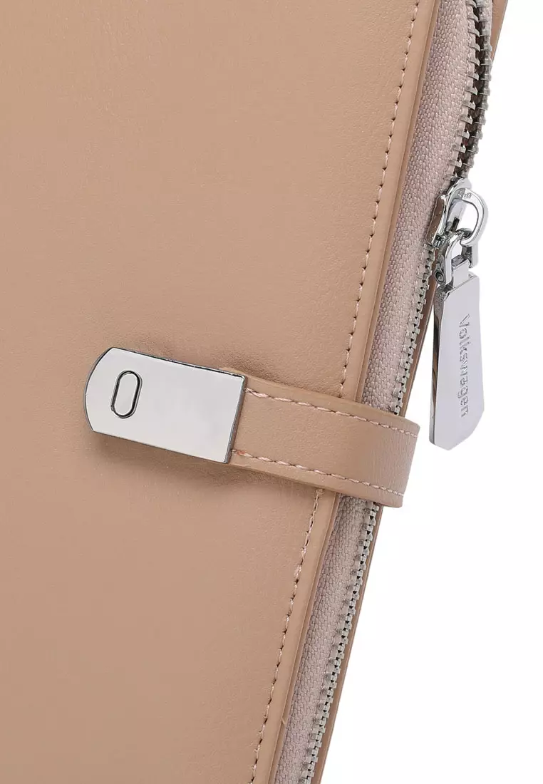 Women's RFID Magnet Button Bi Fold Leather Long Wallet / Purse