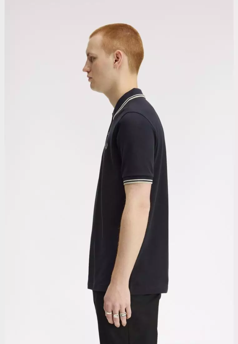 Fred Perry M3600 Twin Tipped Fred Perry Shirt (Navy / Seagrass / Seagrass)