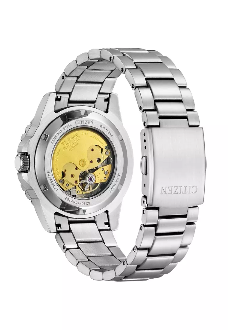 Citizen Mechanical Automatic Blue Dial Silver Steel Strap Watch for Men - NJ0178-81M