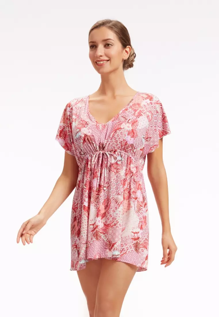 Bohemian Beauty Red V-neck Tied Kaftan