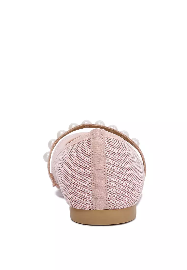 Pink Pearl Embellished Ballerina Flats
