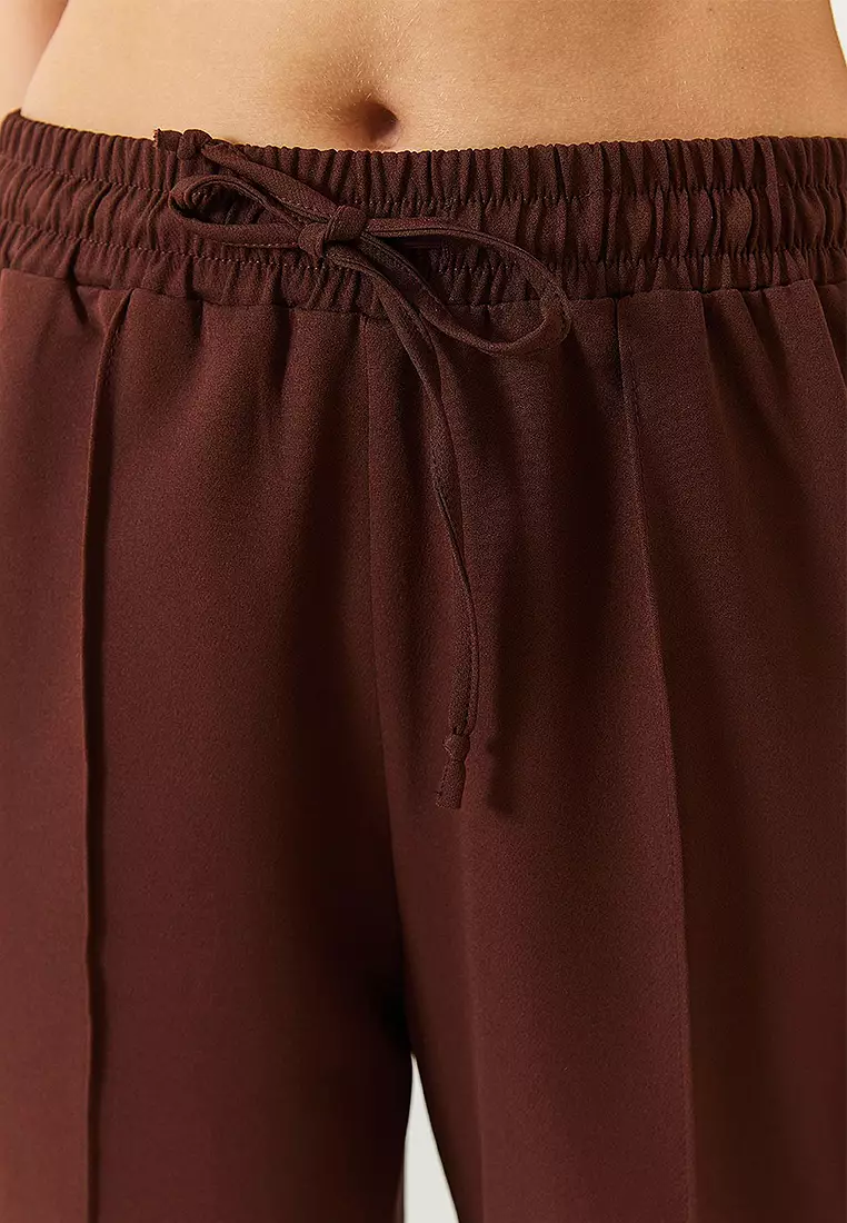 Elastic Waist Tied Double Palazzo Trousers
