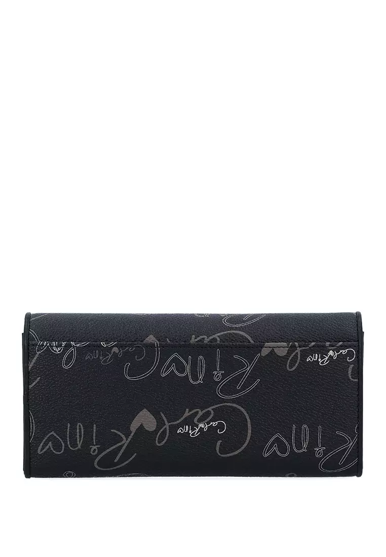 Buy Carlo Rino Black Calligraphy Monogram 3-fold Long Wallet 2026 ...