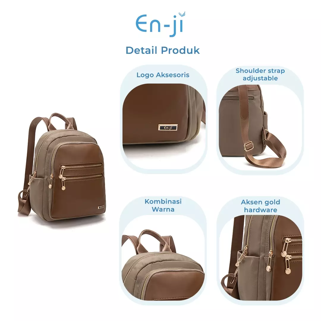 En-ji Heoji Backpack Wanita Warna Khaki