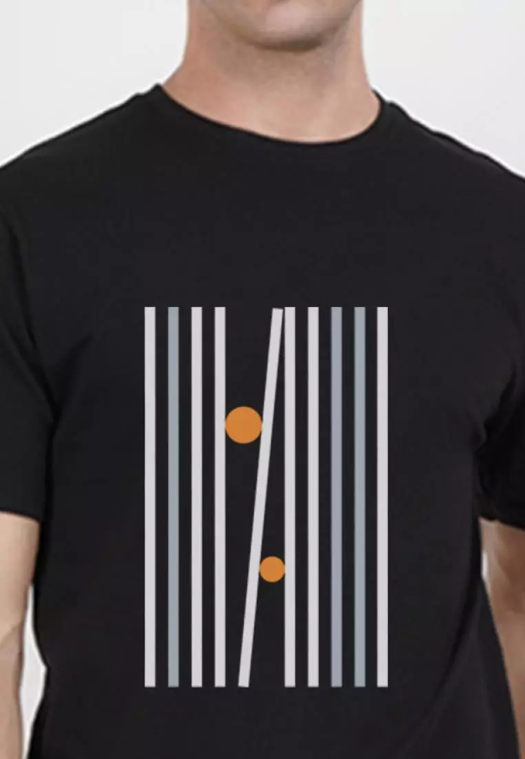 Symmetric Lines Black Cotton Short Sleeve Essential T-Shirt