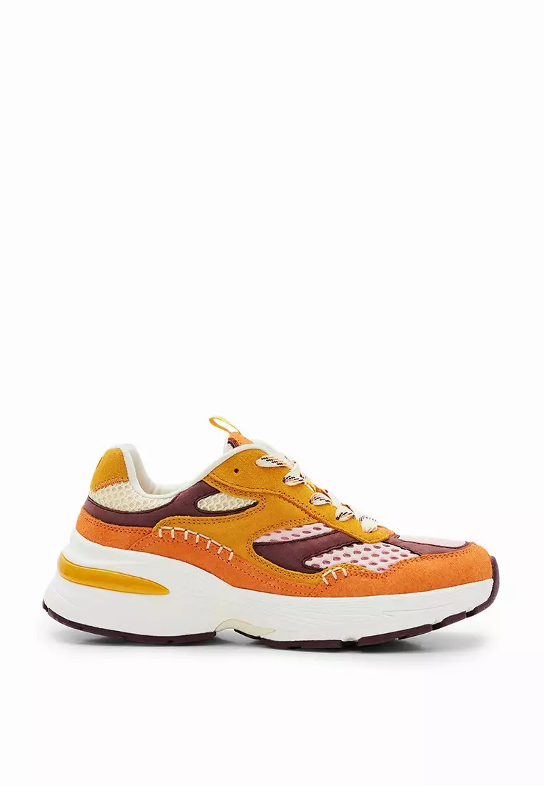 Discount on Desigual  shoes - SKU: Desigual Woman Shoes Patchwork Split Leather Running Sneakers.