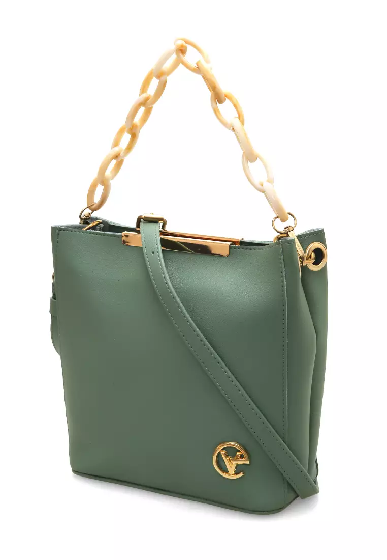 Viona Sling Bag Wanita Remaja Rantai Premium Polos - Soft Green