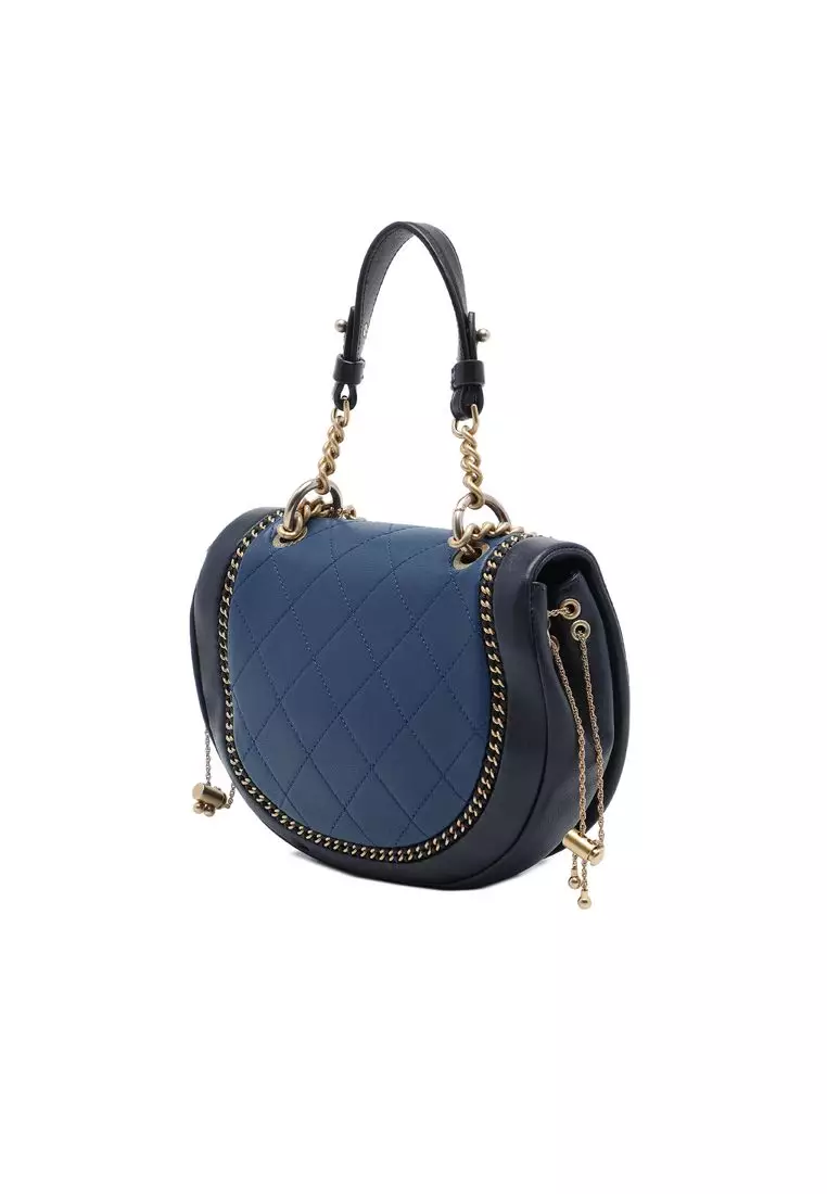 Pre-Loved Chanel Small Quilted Lambskin Chain Detail Saddle Bag