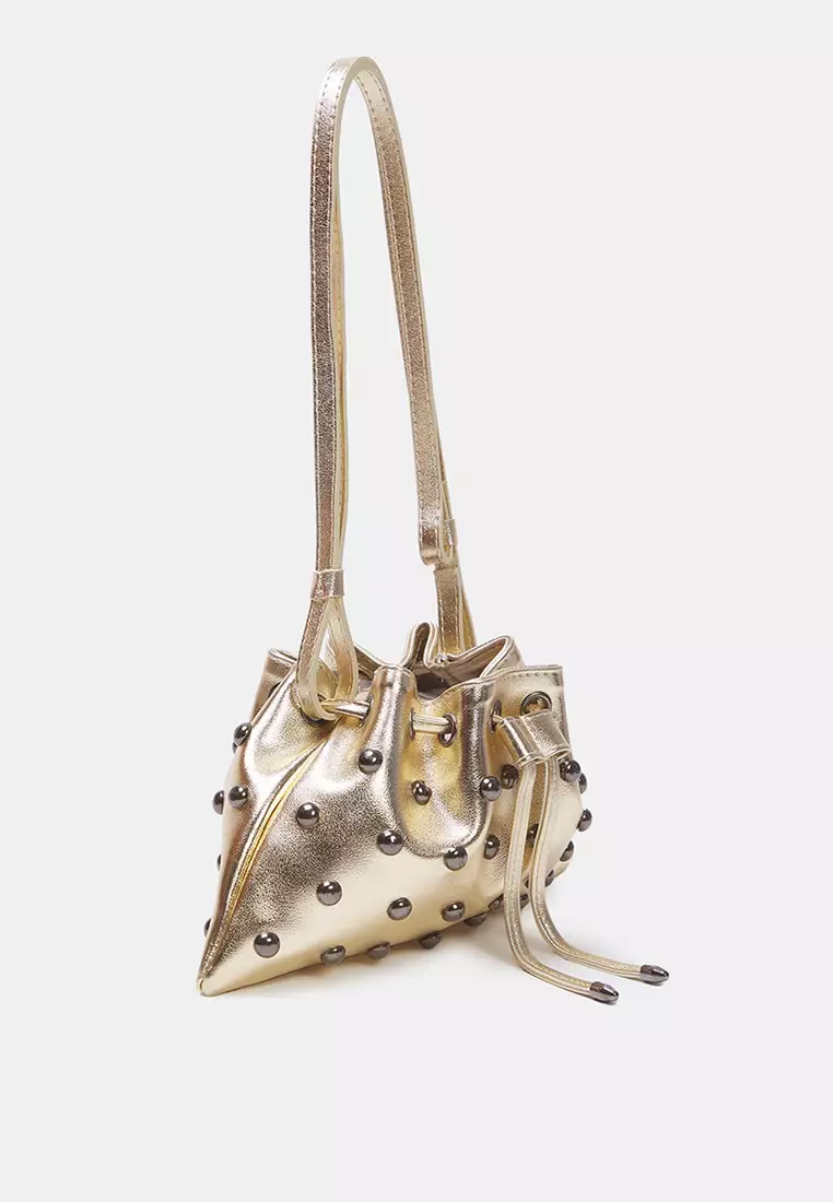 Gold Troc Embroidered Women's Mini/Small Pouch Shoulder Bag