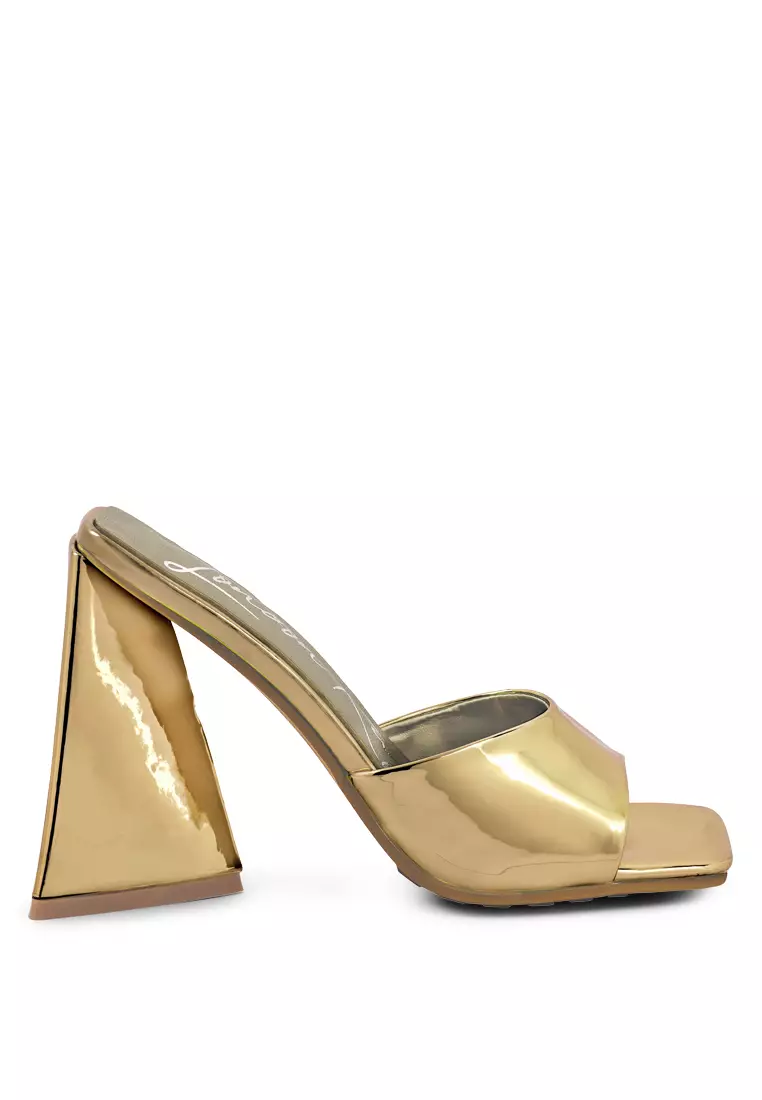 Metallic gold block hot sale heel sandals