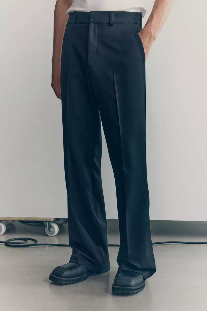 Wool-blend bootcut trousers