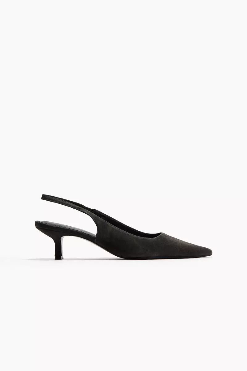 Pointed suede slingbacks