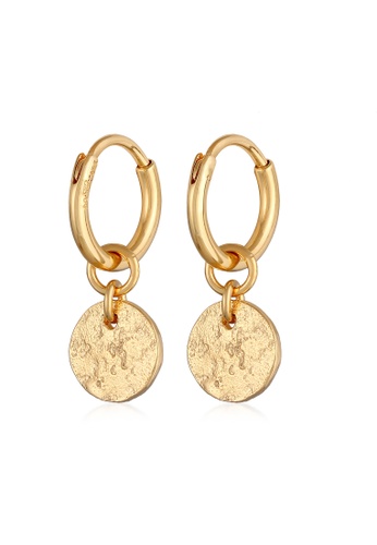 ELLI GERMANY gold Earrings Creoles Plate Pendant Hammered Removable Gold Plated 9F186AC064BADEGS_1