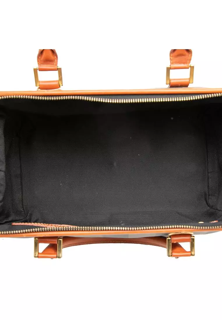 Pre-Loved Fendi Pequin Coated Canvas Boston Bag