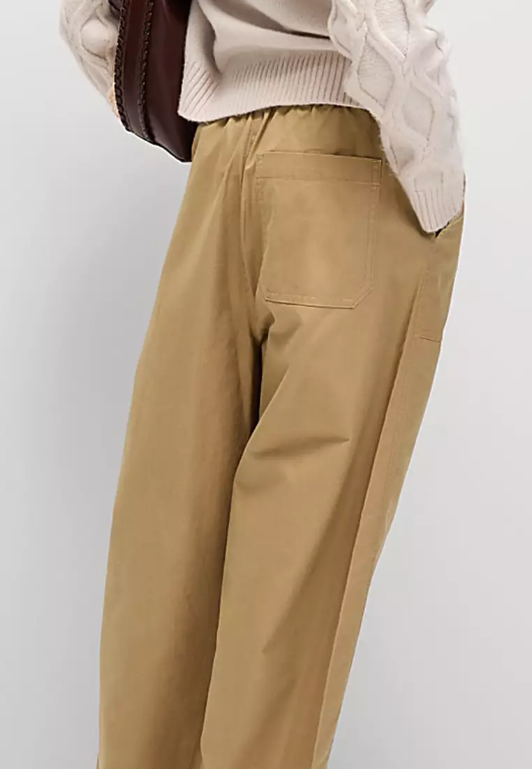 Pure Cotton Pull On Carrot Leg Trousers