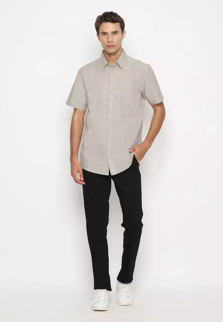 RBJ Kemeja Polos Cotton Olive Regular Fit Pria