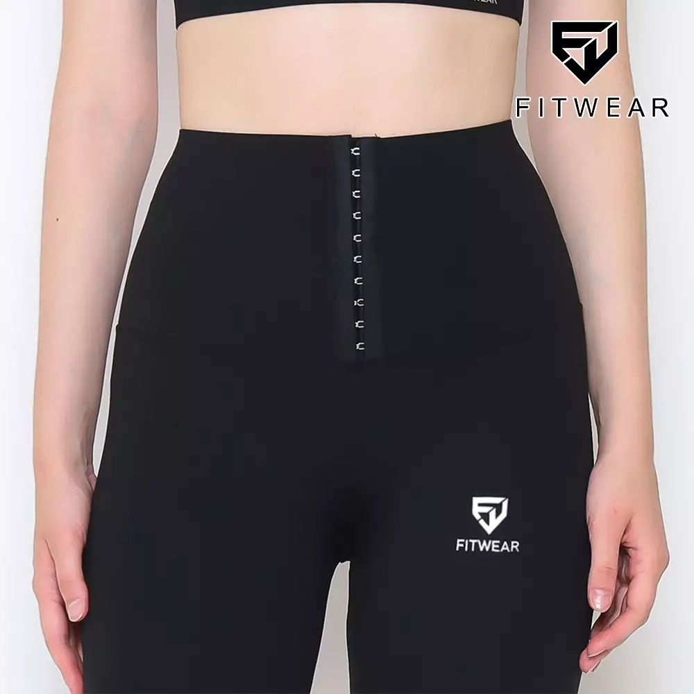 Fitwear - Legging Plus Corset Olahraga Wanita FELICITY SLIM CONTROL - BLACK PLAIN WAIST