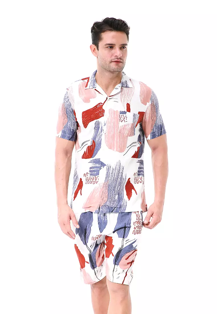 Deon Piyama Pria Spencer Motive Kemeja One Set Lengan Pendek Material Rayon ORIGINAL - Multicolor