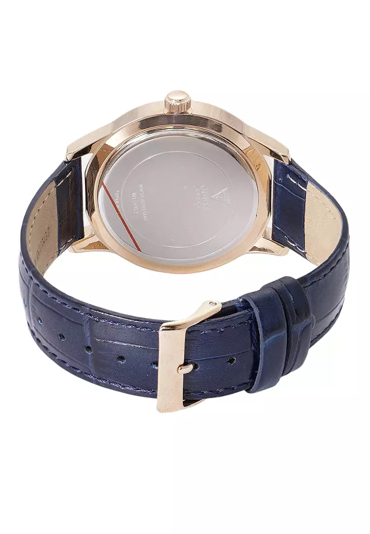 Guess W1159L2 - Jam Tangan Wanita - Rosegold - Blue Leather Strap
